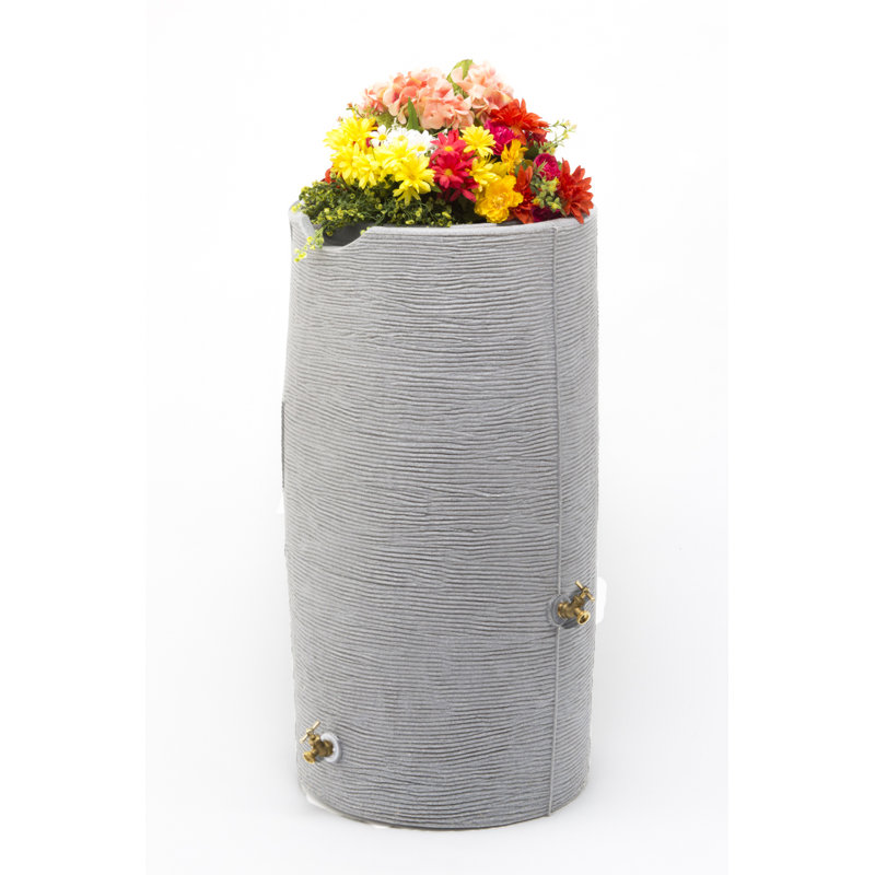 Light Granite 65-Gallon Plastic Planter Rain Barrel