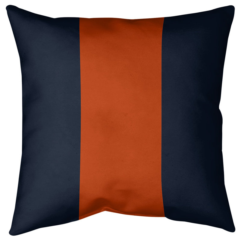 Coussin décoratif d'intérieur/d'extérieur, 18 po x 18 po, Marine / orange