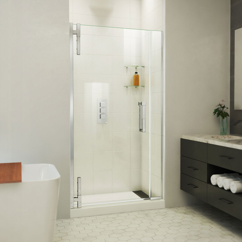  DreamLine Ascend 34 - 35 inch W x 72 inch H Frameless Pivot Shower Door in Chrome, Chrome, 35"