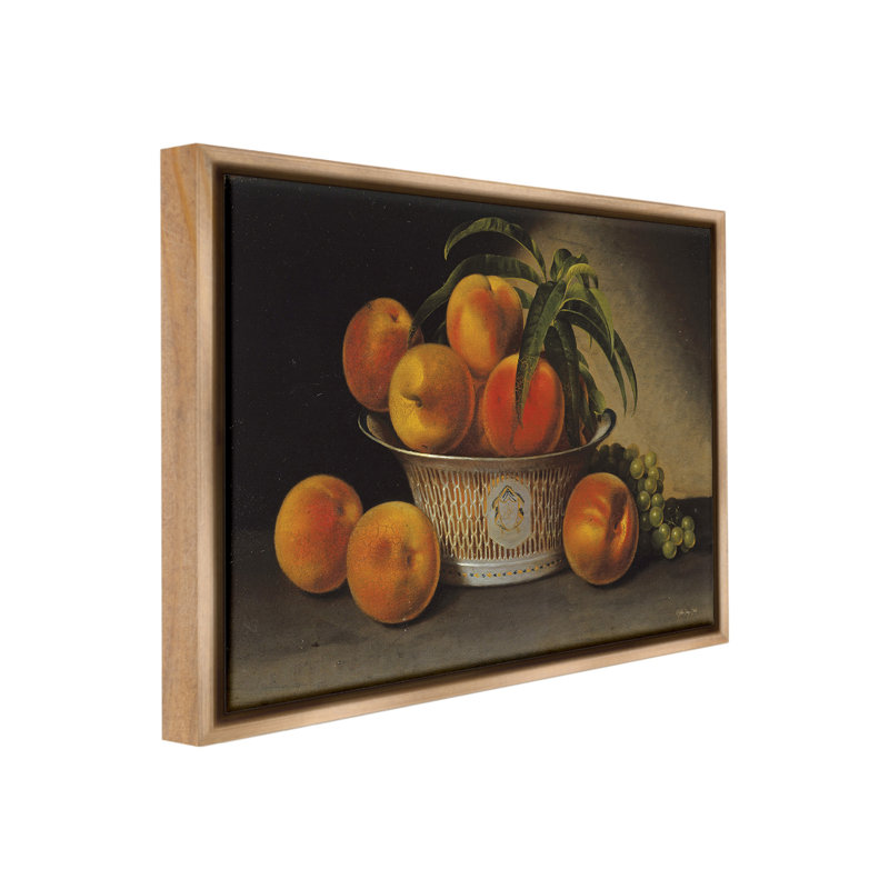 «Classic Peaches And Grapes» sur toile, H 25 po x l 31 po, Cadre flottant orme Montalcino