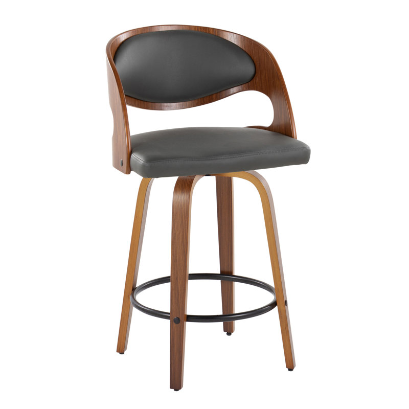 Tabouret de bar Mid-Century moderne à hauteur fixe avec pivot