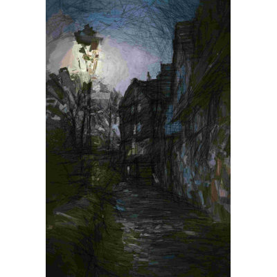 Lanterne sombre - peinture sur toile tendue