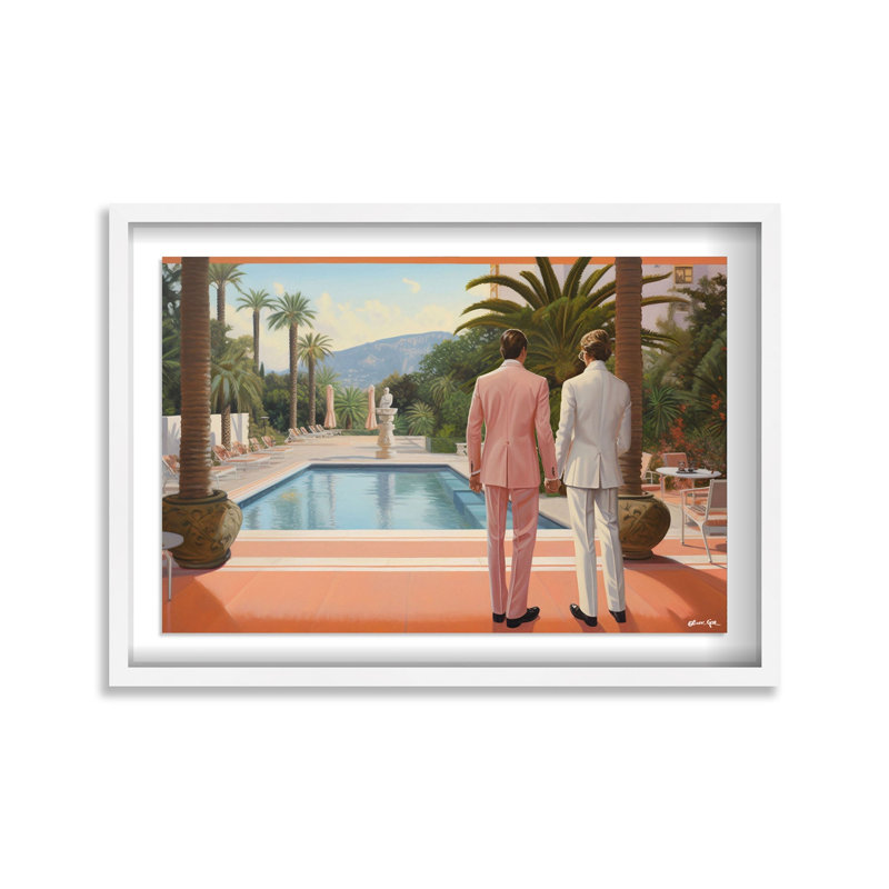 Poolside Romance Duo Shadowbox by Oliver Gal, 11.5" H x 16.5" W, White