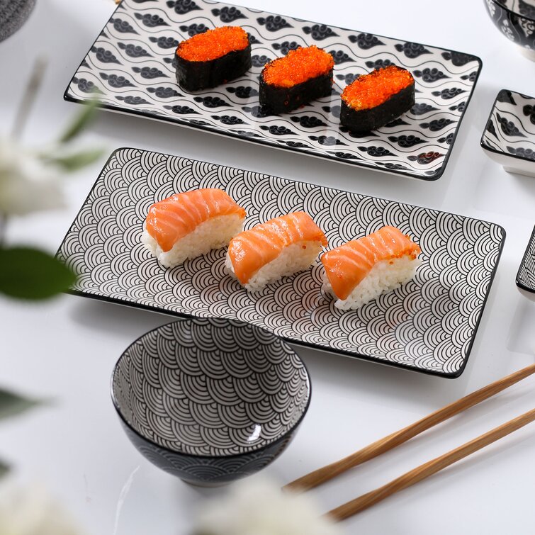 vancasso Haruka Sushi Set Porcelain Black Japanese Style Gift Box