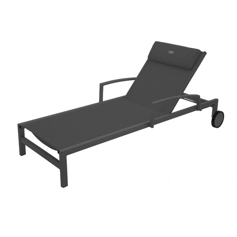 Manisha 197cm Long Reclining Single Chaise with Cushions, Anthracite, Anthracite