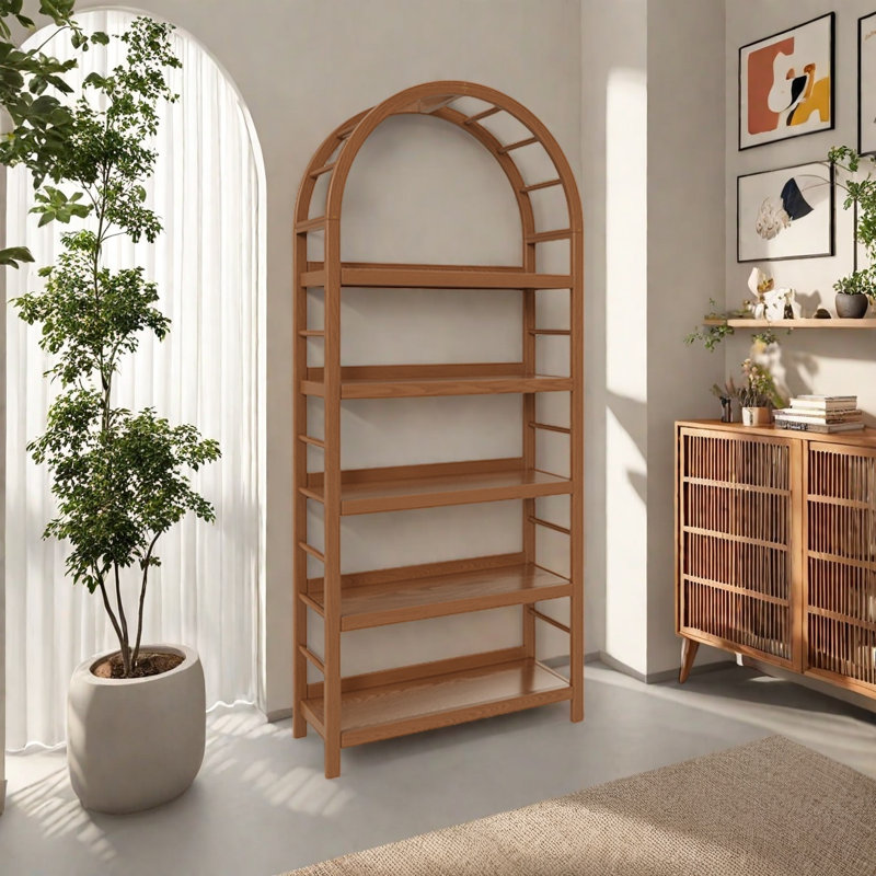 Une bibliothèque classique et durable, (5 tablettes) H 76,5 po x l 33,4 po x P 11,8 po, Marron foncé