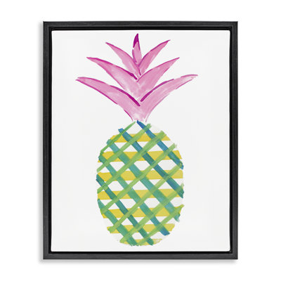 «Tropical Plaid Pineapple», art mural encadré flottant par Julie DeRice