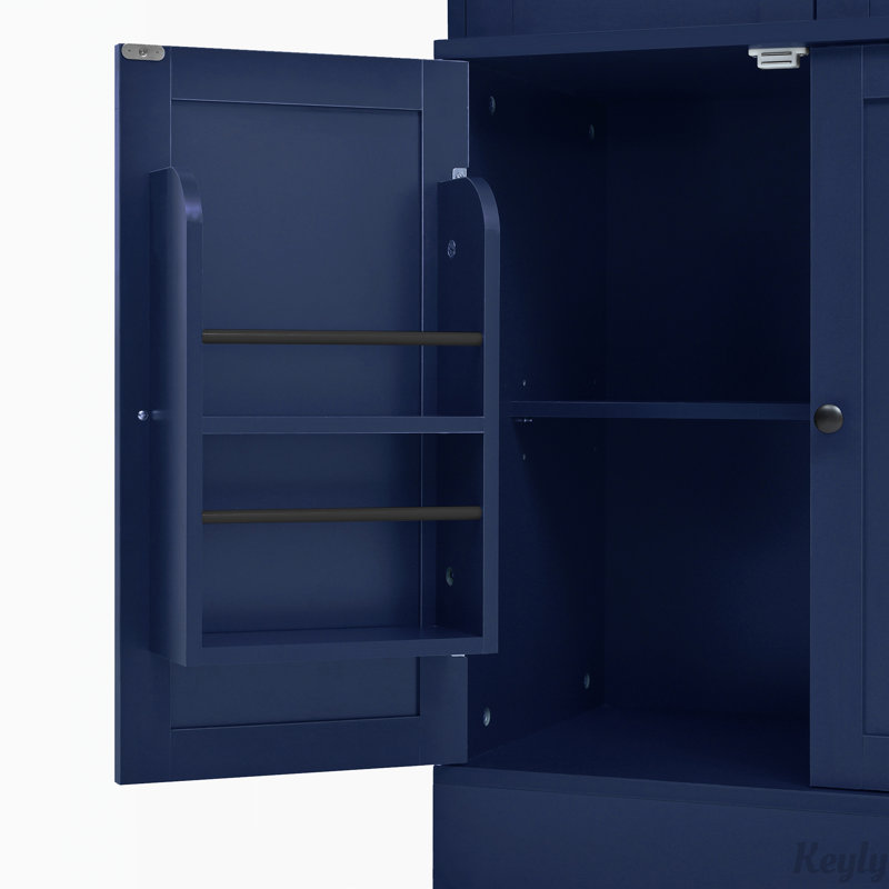 Grand garde-manger avec huche, Bleu / Noir