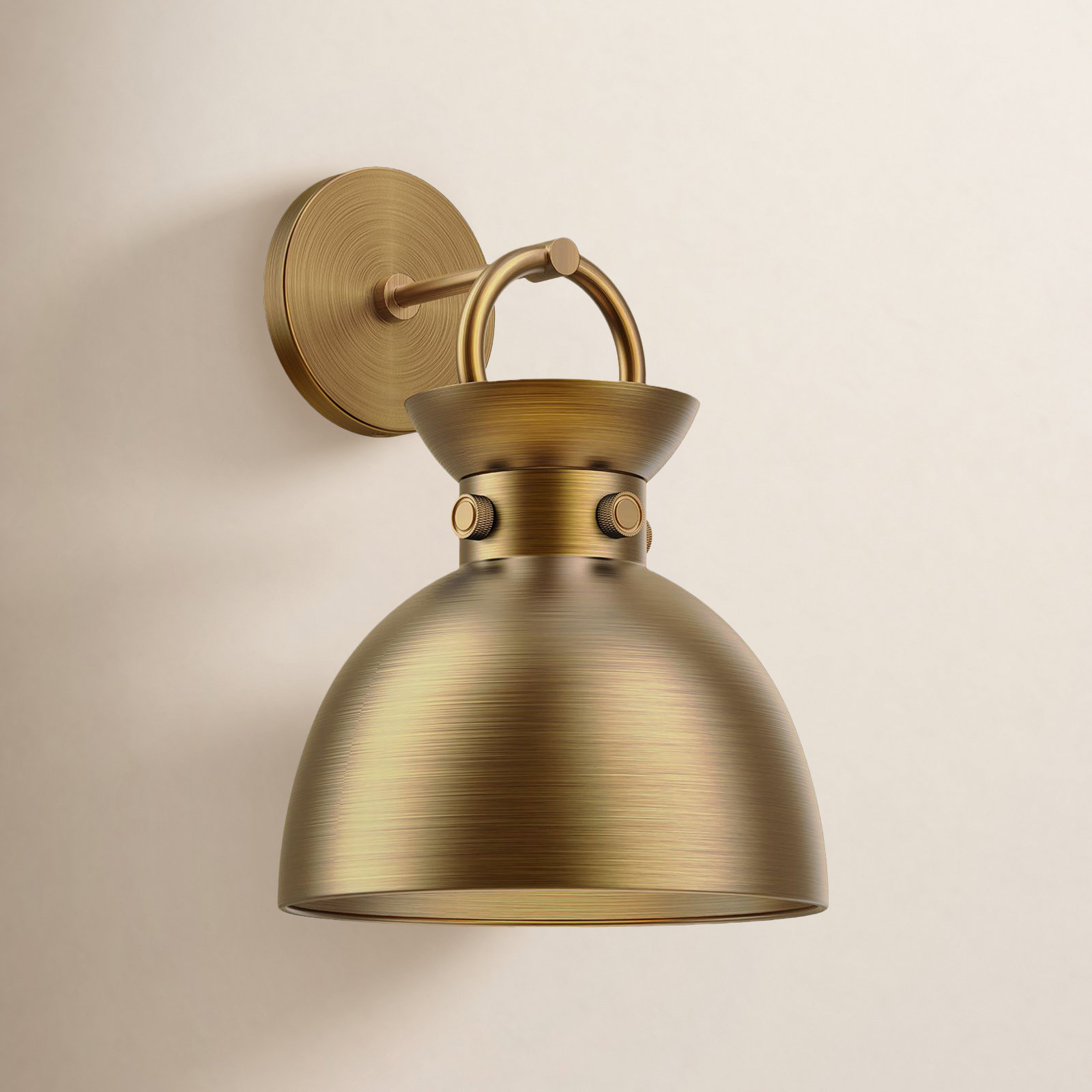 Tinka Single Light Steel Dimmable Armed Sconce, Aged Gold, Aged Gold