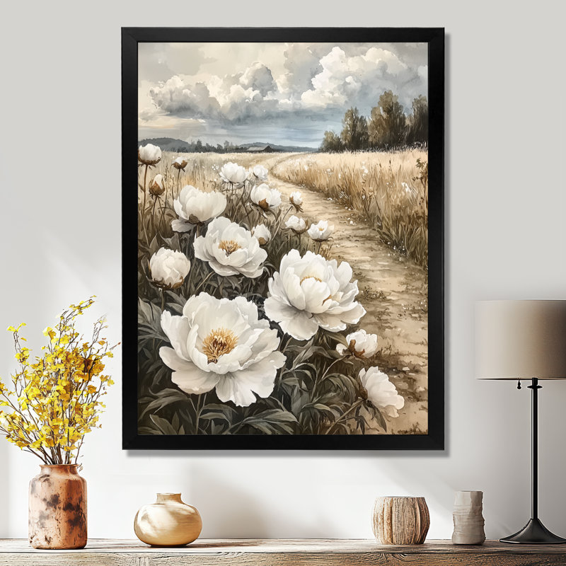 Gladene - impressions sur toile florales, Noir, noir, noir, noir, H 20 po x l 12 po, Reproduction encadrée d'une seule photo