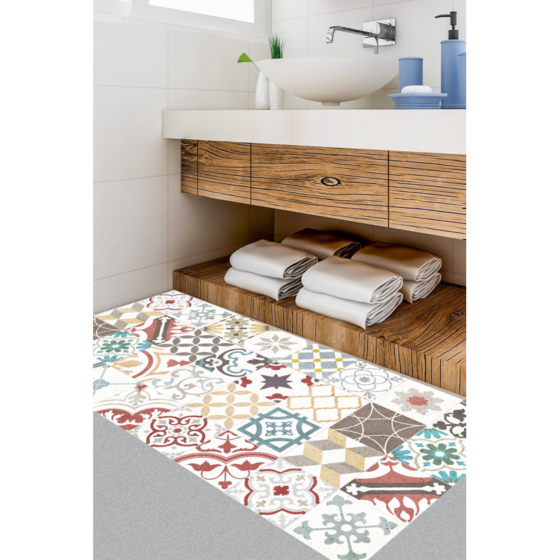 Ruot Vinyl Machine Printed Area Rug, Runner 80 x 300cm
