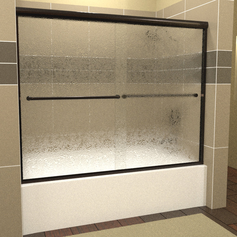 Leter 56" W x 57" H Bypass Semi-Frameless Tub Door, Reversible, Rain, Matte Black