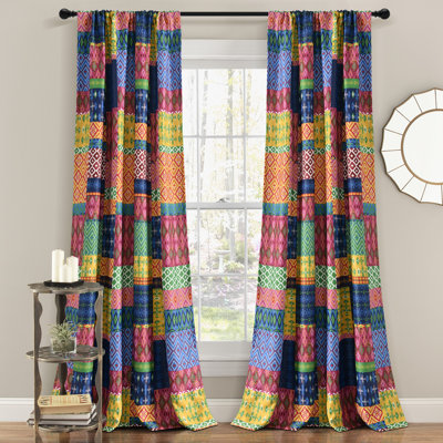 Panneaux de rideaux en patchwork obscurcissants et thermiques Misha