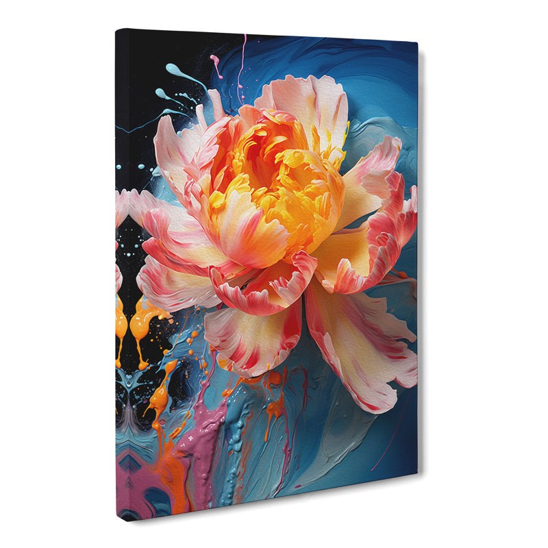 Peony Flower Expressionism - Wrapped Canvas Print, 50cm H x 35cm W x 3cm D