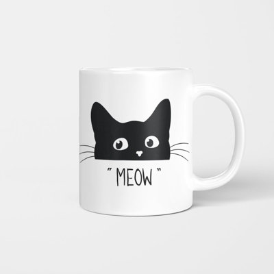 Tasse de chat noir avec chat Meow
