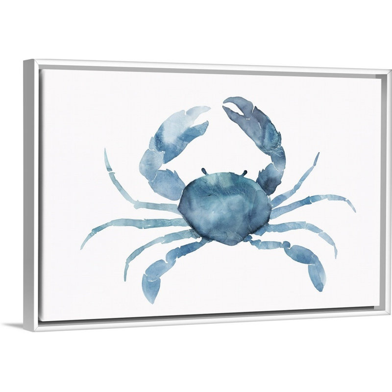 Reproduction d’art sur toile, "Blue Crab" par Isabelle Z, Cadre blanc, H 26 po x l 38 po x P 1,75 po