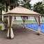 Pavillon de jardin d'extérieur 11 x 11 pi, structure en acier - dessus double couche, pour cour, camping, exposition, toile de toit escamotable, feu doux, patio amovible, exposition, fêtes