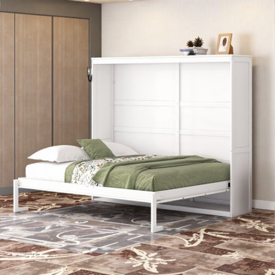 Friel Foldable Murphy Bed with Storage Cabinet & Wooden Frame
