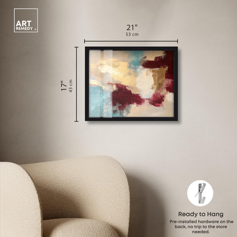 Crimson Tide I Shadowbox Print Abstract Decor par Art Remedy, H 17 po x l 21 po, Noir