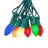  25 Feet LED C9 String Lights, Ceramic Multicolor, 25 Bulbs with 12 Inch Spacing on Green Wire, Connect Up To 43 Strings Together, Shatterproof and Weather Resistant Removable Bulbs