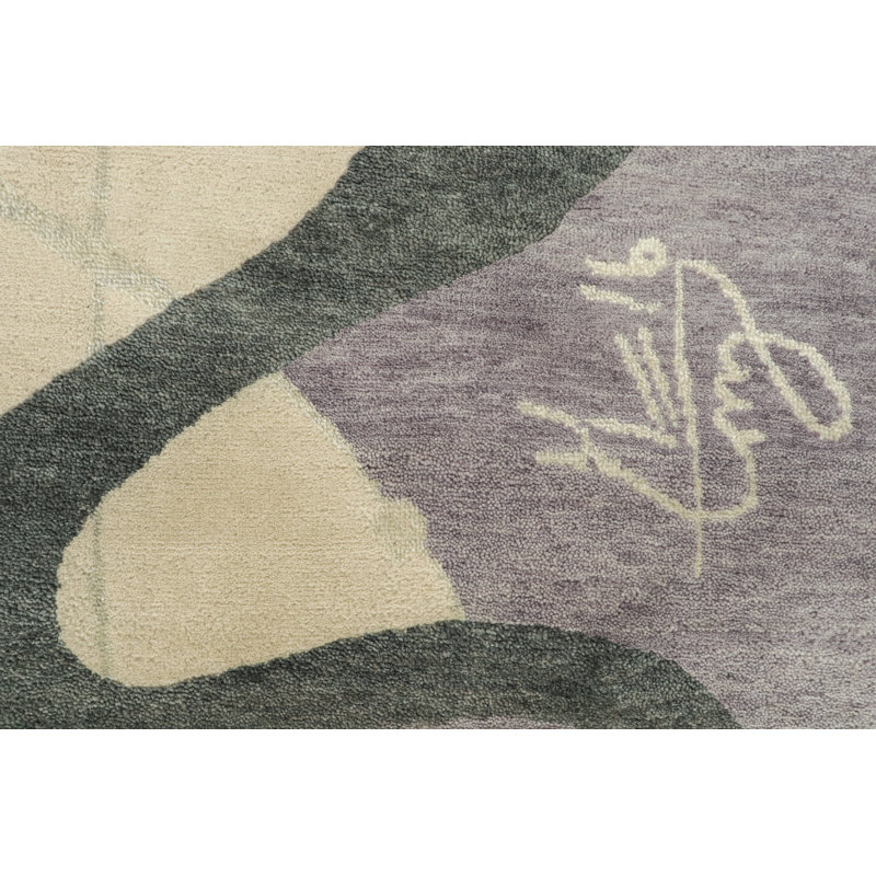 Hand Knotted Geometric Area Rug, Rectangle 5' x 7'