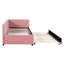 Lit de jour rembourré avec couchette, housse en tissu de lin rose, taille simple, aucun sommier requis-2110492548
