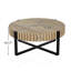 Table basse ronde, table basse cylindrique avec conception engrenage et base en métal en croix