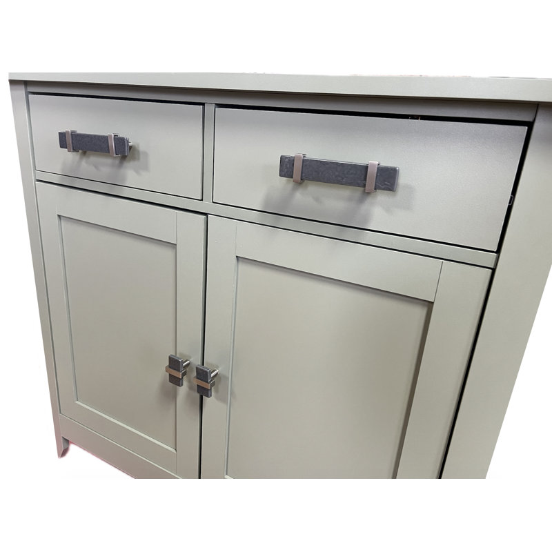 2” Length Rectangle Knob, Satin Nickel/Slate Gray
