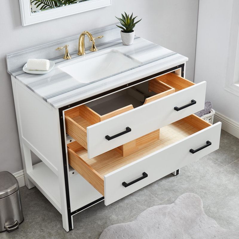 Paulita 37'' Single Bathroom Vanity with Marble Top