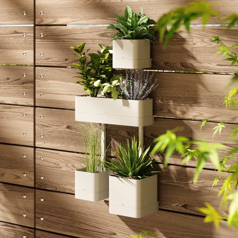 Cubiko Wall-Mounted Planter Set of 4 Aesthetic Pots, Beige