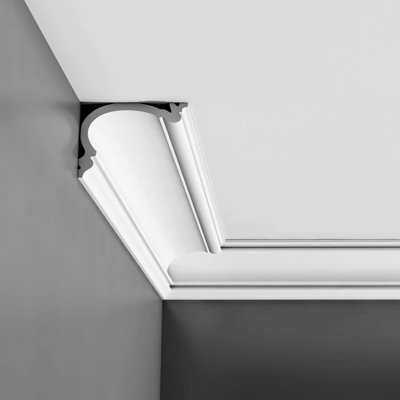 Moulure couronnée en polyuréthane blanc uni apprêté 4-3 / 4 po x 3-7 / 16 po x 78-3 / 4 po