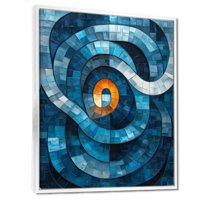 Obeline Modern Transitionalprismatic Maze Of Blue II - Art mural transitionnel pour le salon
