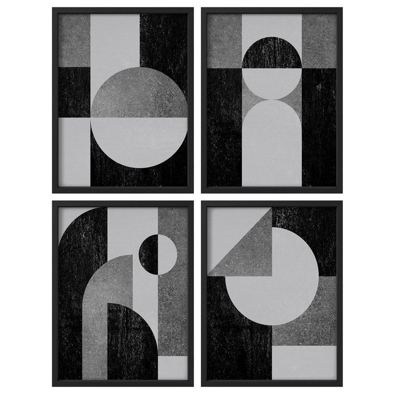 "Décoration murale géométrique abstraite à motifs géométriques", 4 pièces, Or, H 14 po x l 11 po