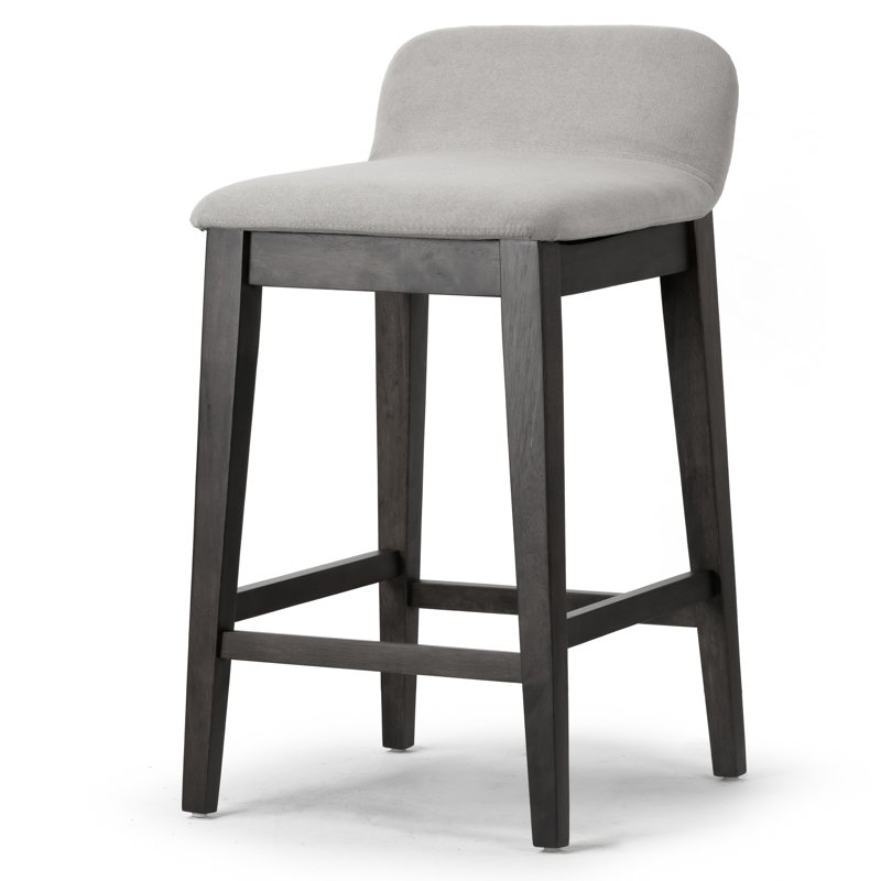 Auliffe Upholstered Bar & Counter Stool, Black Washed, Bar Stool (28.9" Seat Height)