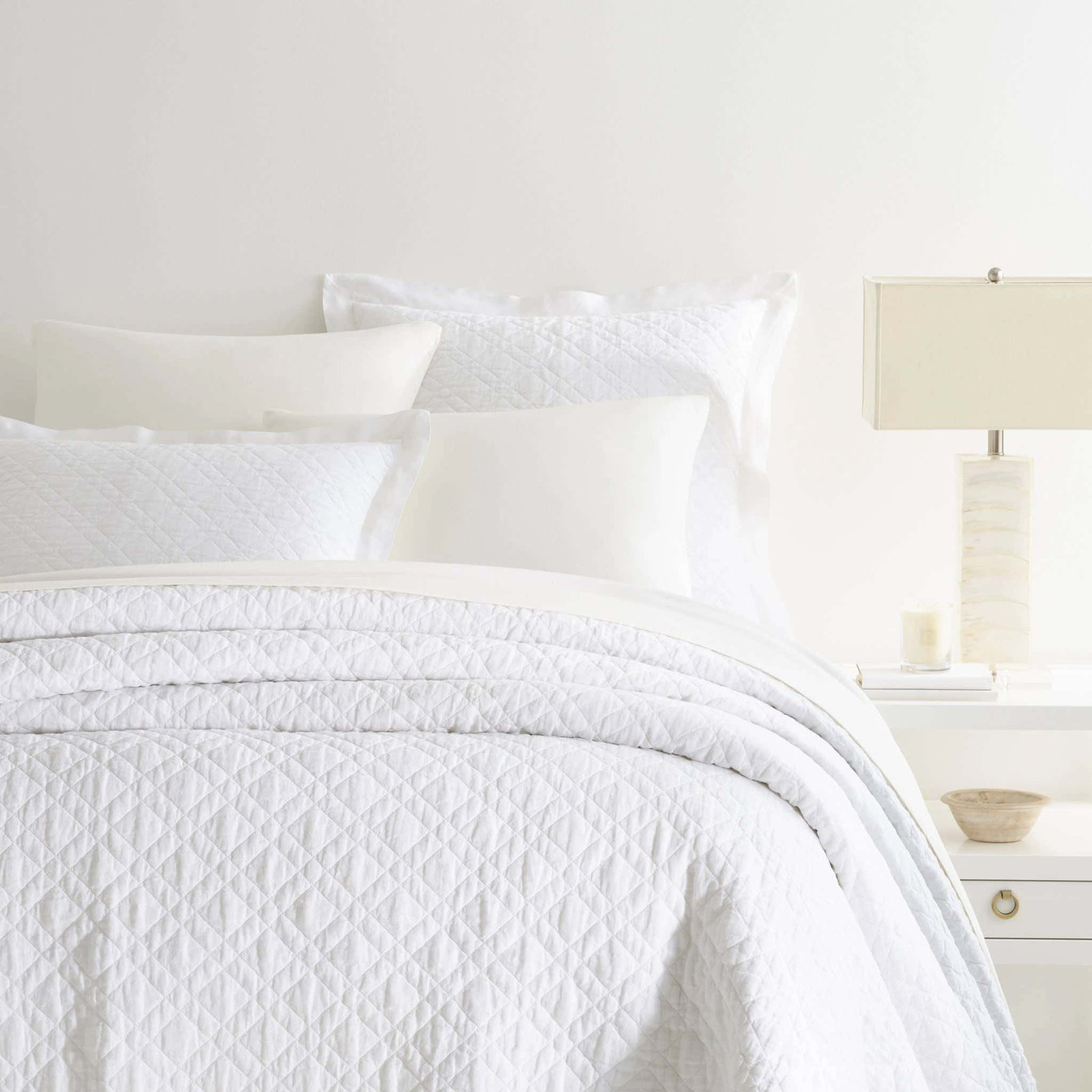Washed Linen Quilt Set, Full/Queen Quilt, White