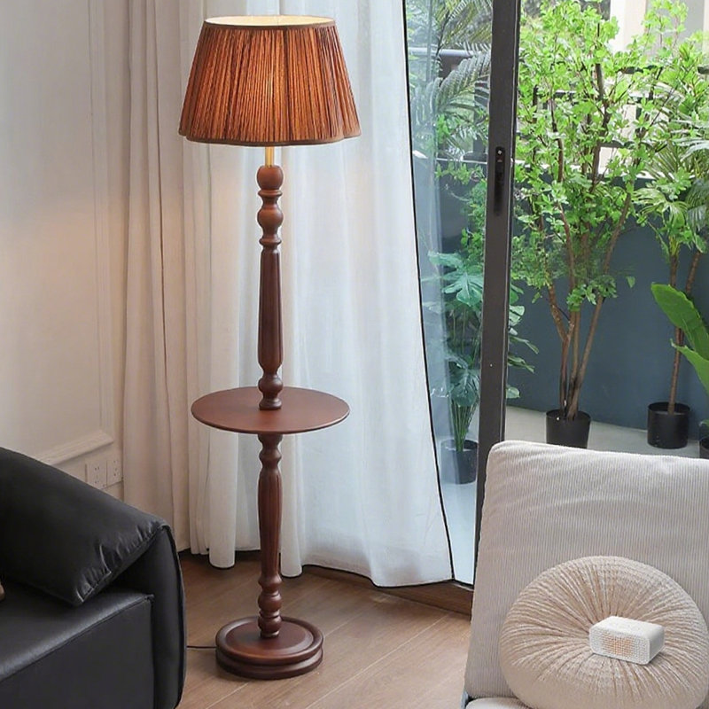 Shelving-Style French-Style Solid Wood Floor Lamp
