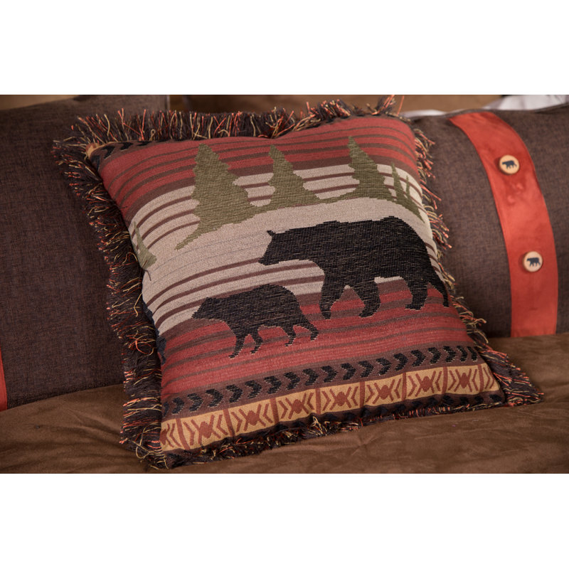 Queen Red and Brown Rustic Polyester Bed in a Bag Set
