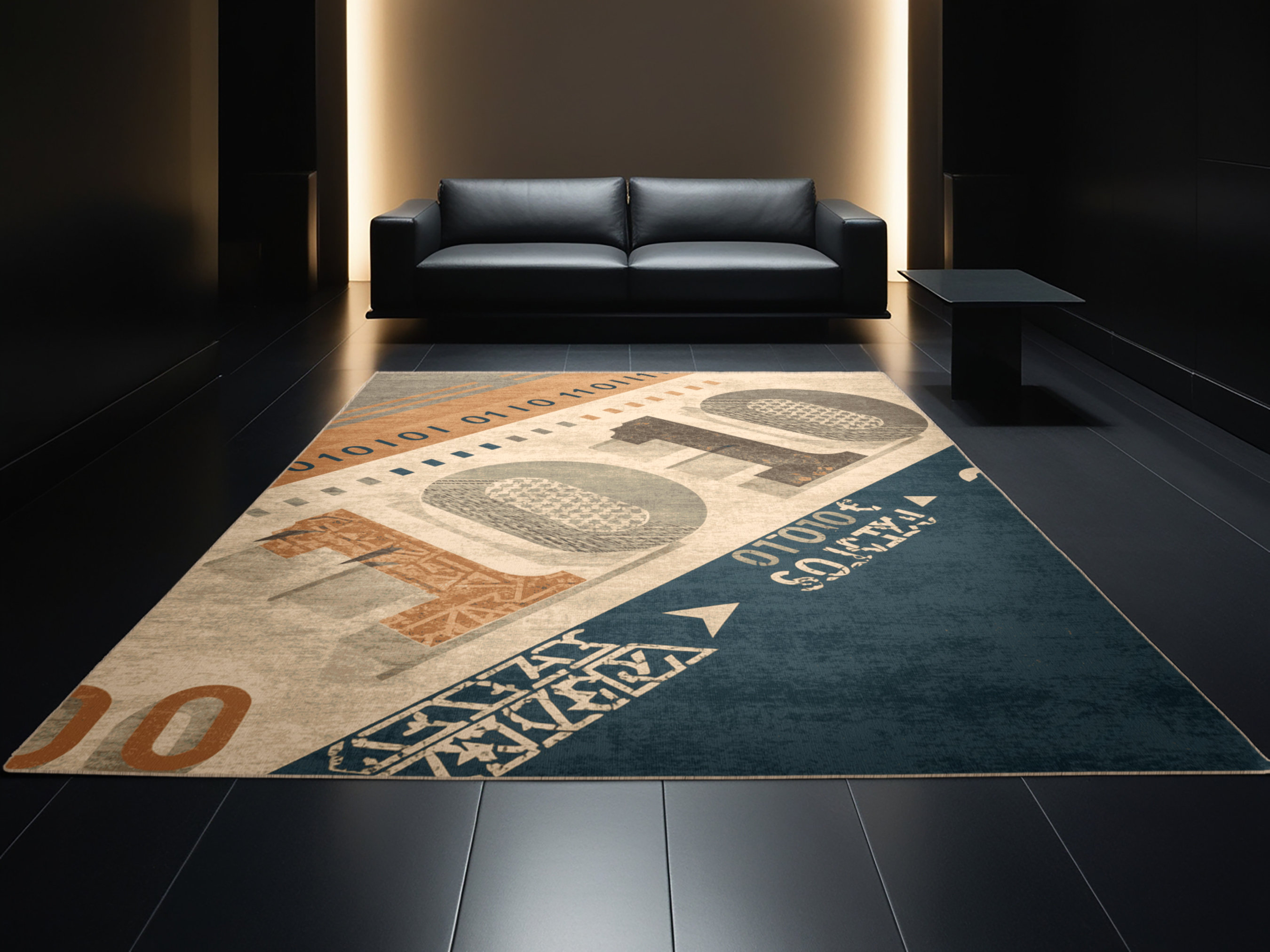 Binary Code Textile Rug Wrought Studio Machine Washable Patrizius Binary Number System Modern ...