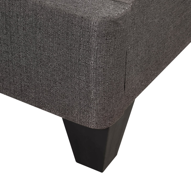 Contemporain 14 po Base de matelas plateforme, base de lit rembourrée, gris foncé, Grand