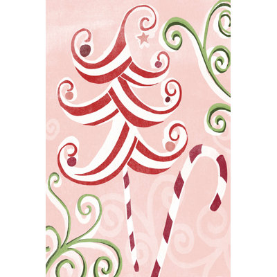 " Candy Cane Holiday I " by June Erica Vess Painting Print