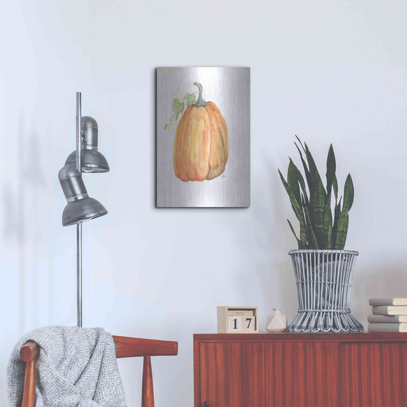 «Plump Pumpkin» par Jessica Mingo, art mural en métal, 16 po x 24 po, H 24 po x l 16 po