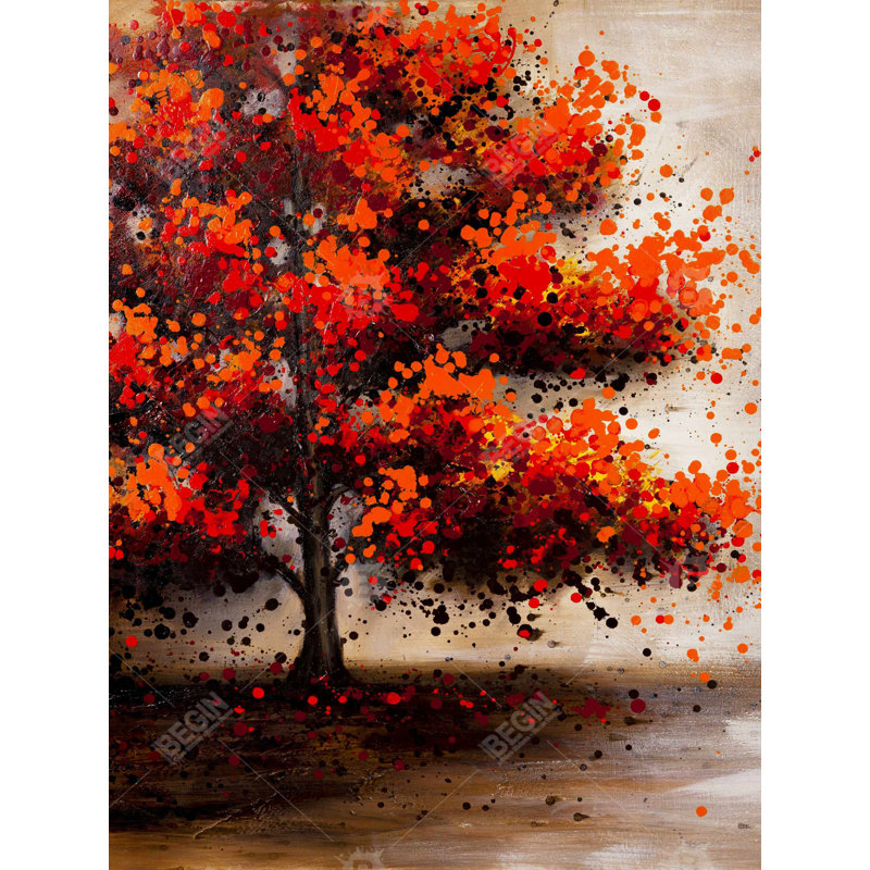 Arbre avec feuilles en pointillé - décor de bureau