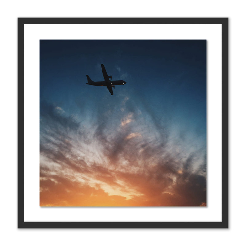 Sunset Plane Print by Vitaliy Paykov, Black