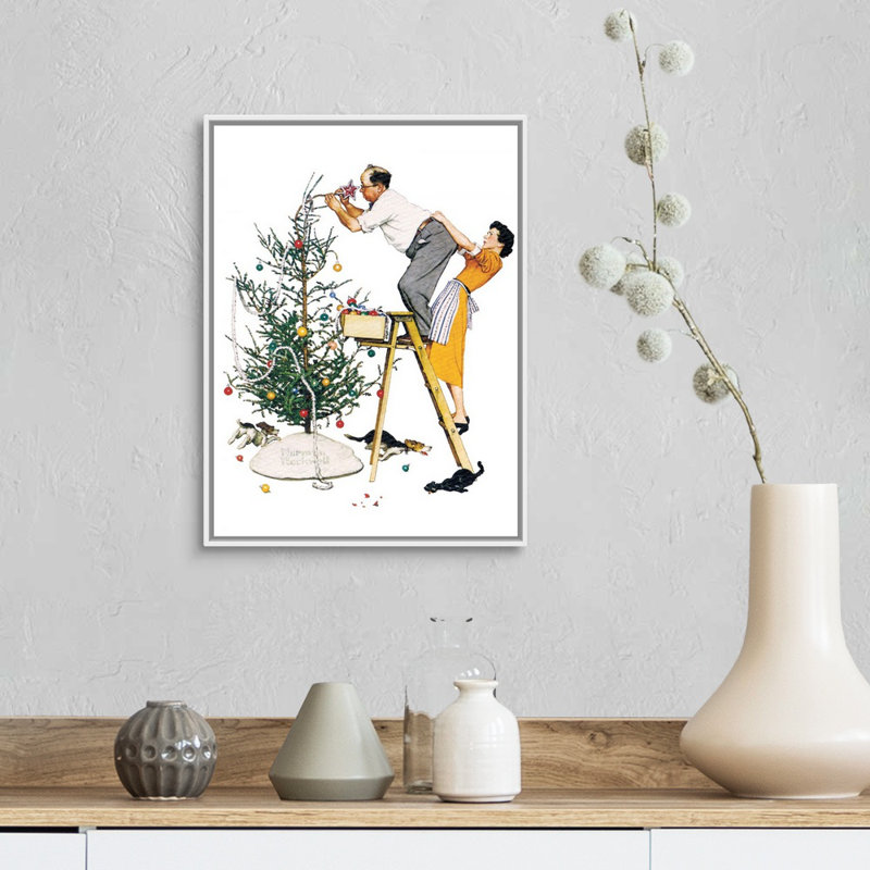 "Norman Rockwell", art mural sur toile, Cadre flottant blanc, H 18 po x l 14 po x P 1,75 po
