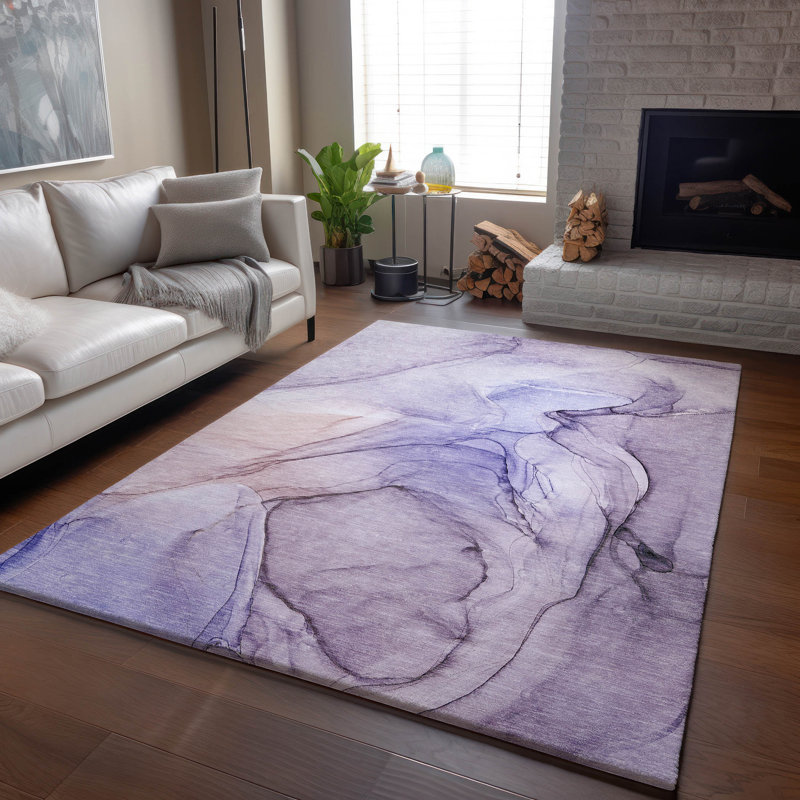 Tapis mauve Premium lavable à la machine Cerrito AMF502, Rectangulaire 3 pi x 5 pi