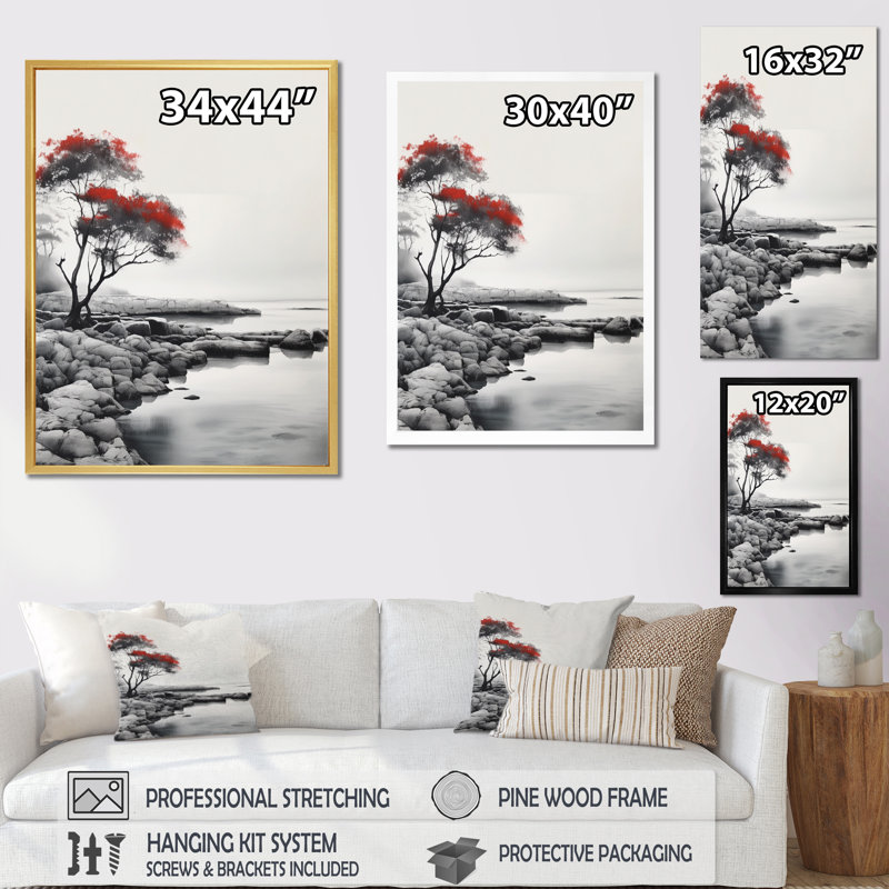 «Coastal Whispers II», reproduction sur toile, H 40 po x l 30 po x P 1,5 po, Cadre doré à une seule photo
