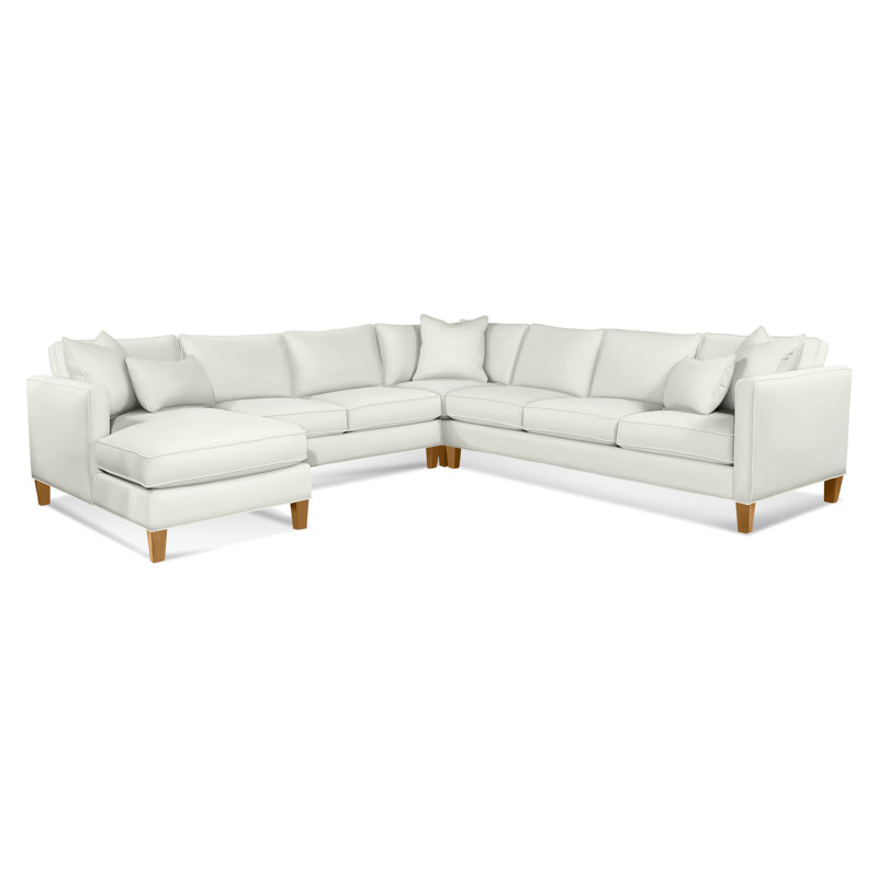 Sectional, White Textured Performance; 0865-91, Left Hand Facing, Honey