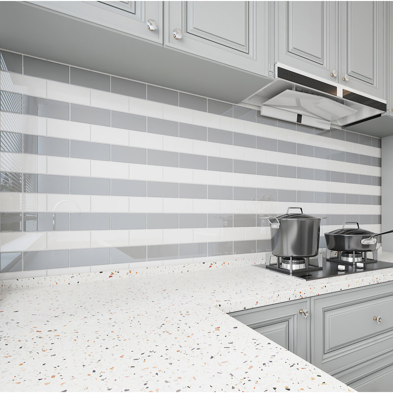 Subway Glass Tile 3" x 6", Gray
