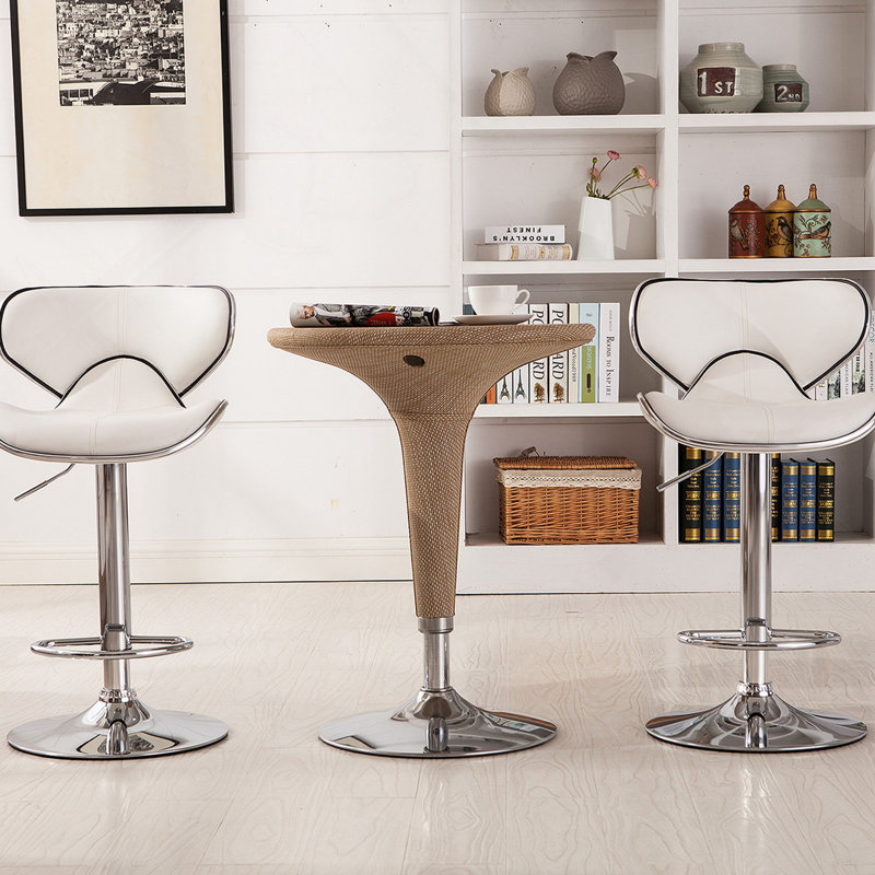 Ensemble de 2 tabourets pivotants réglables Masaccio avec base chromée Airlift, blanc