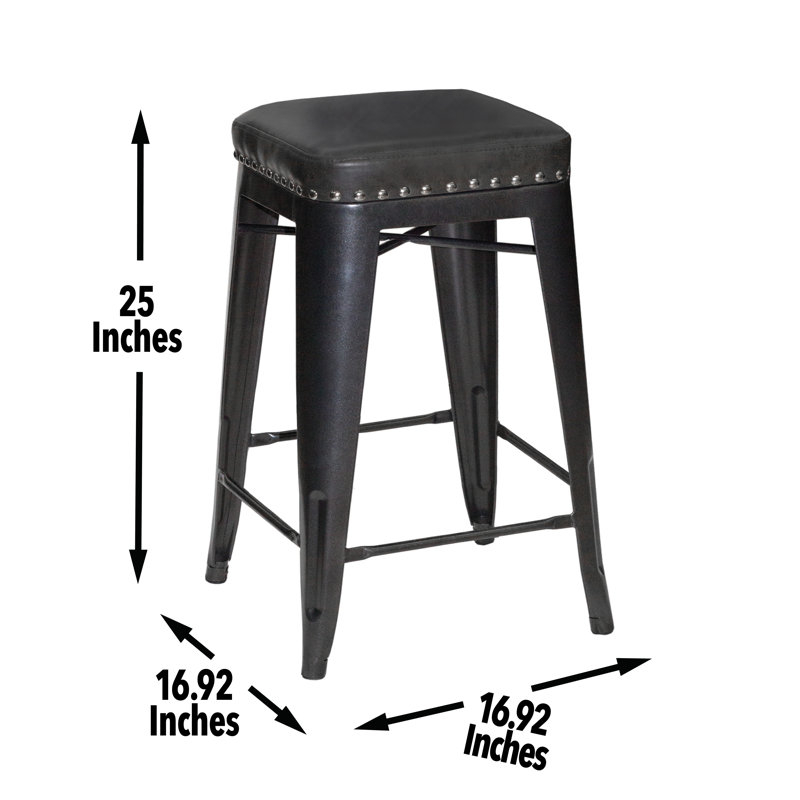 Tabouret en simili cuir Gennara, Tabouret de comptoir (siège d'une hauteur de 25 p